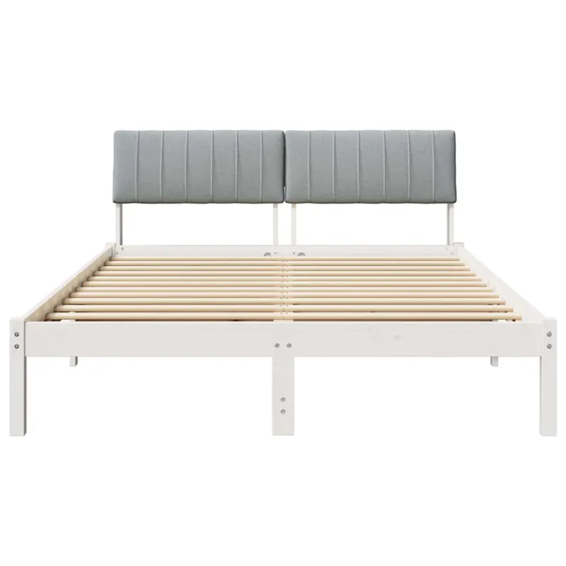 Lovos rėmas Balta ir šviesiai pilka 135 x 190 cm Pušies masyvas