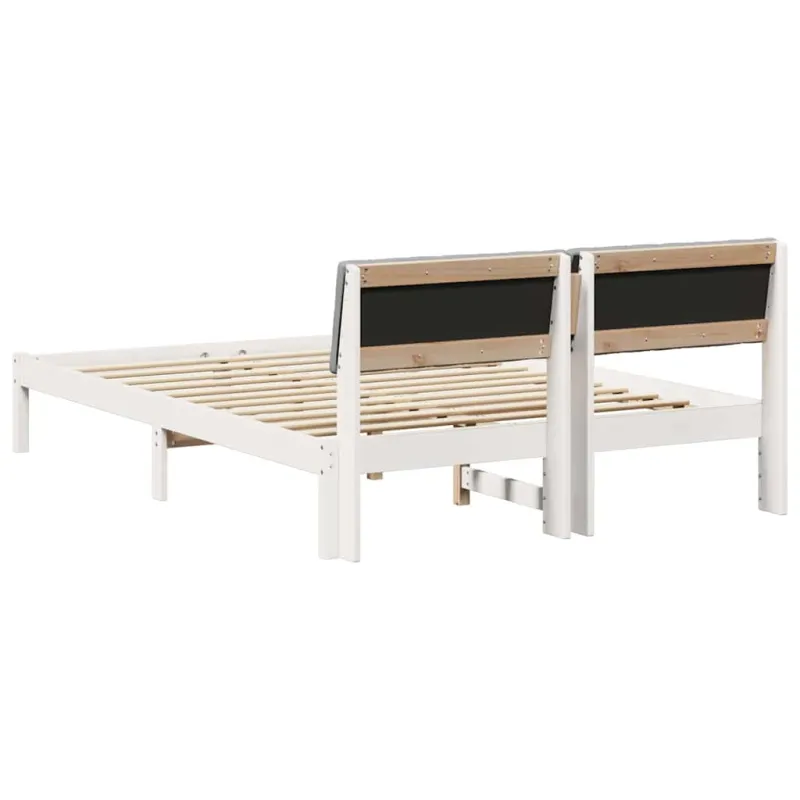 Lovos rėmas Balta ir šviesiai pilka 135 x 190 cm Pušies masyvas