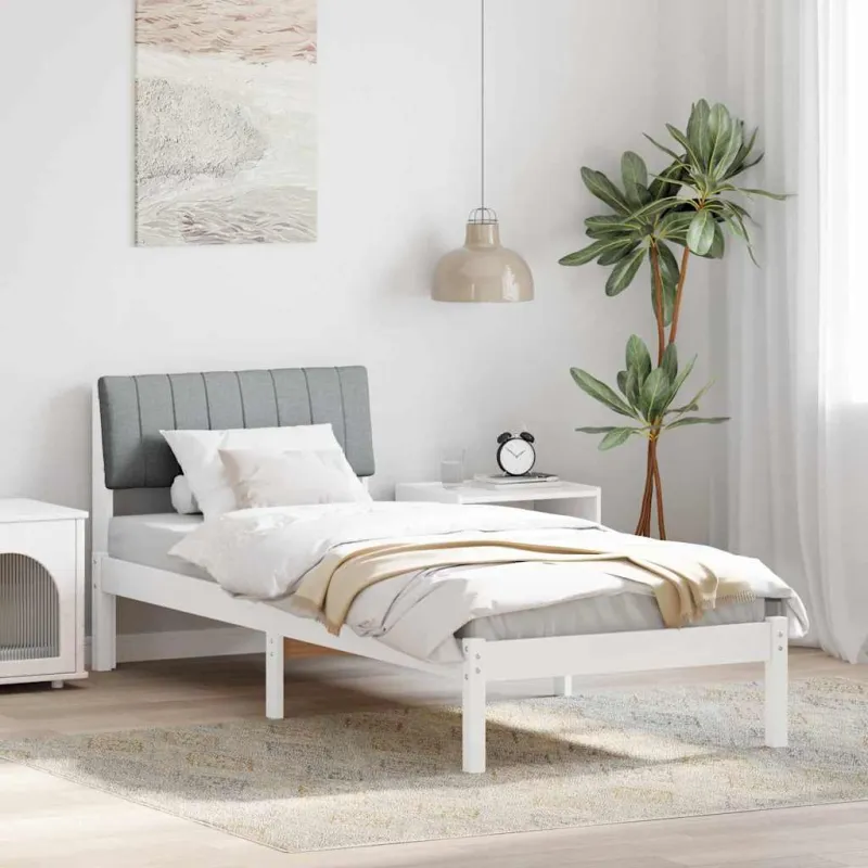 Lovos rėmas Balta ir šviesiai pilka 75 x 190 cm Pušies masyvas