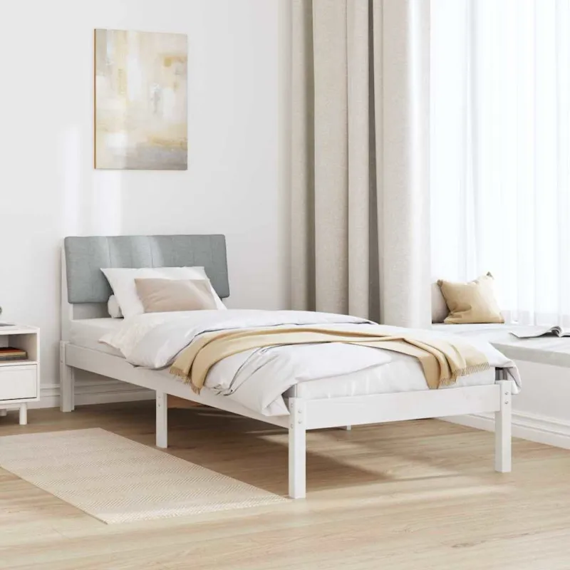 Lovos rėmas Balta ir šviesiai pilka 75 x 190 cm Pušies masyvas