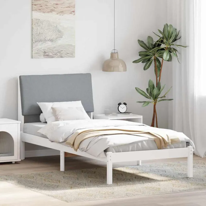 Lovos rėmas Balta ir šviesiai pilka 100 x 200 cm Pušies masyvas