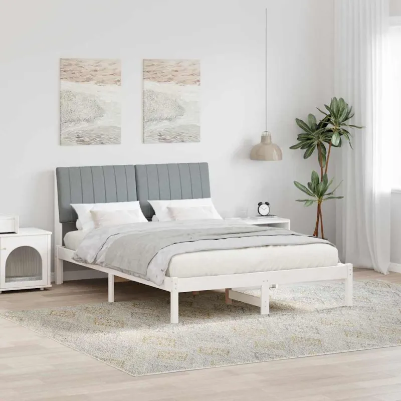 Lovos rėmas Balta 135 x 190 cm Kietos pušies mediena