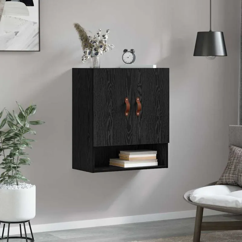 Sieninė spintelė juoda ąžuolo 60 x 31 x 70 cm Apdirbta mediena