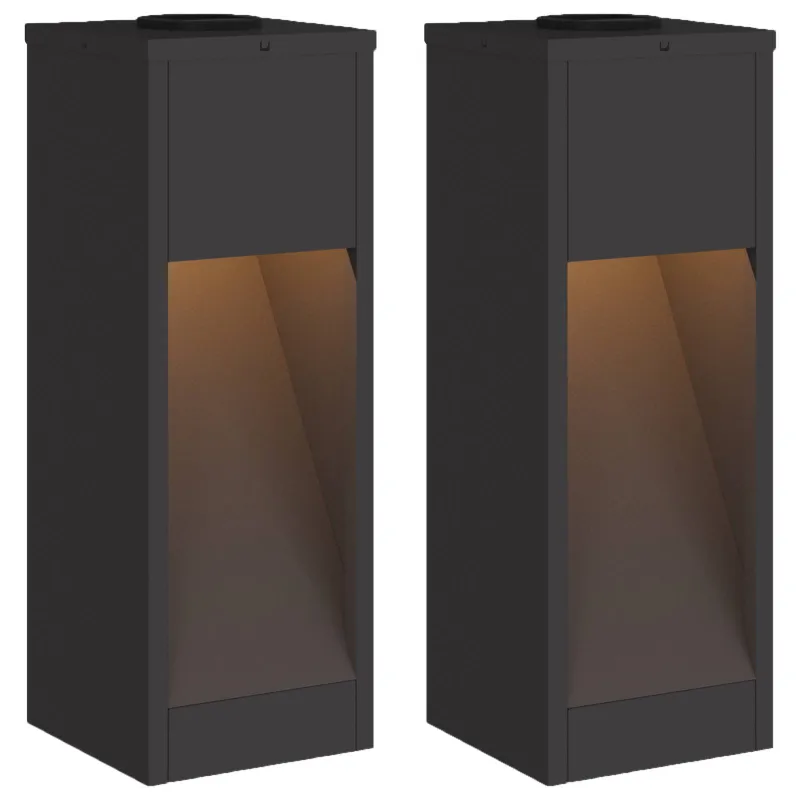 Saulės LED takų šviestuvas 2 pcs Juoda Šaltai valcuotas plienas