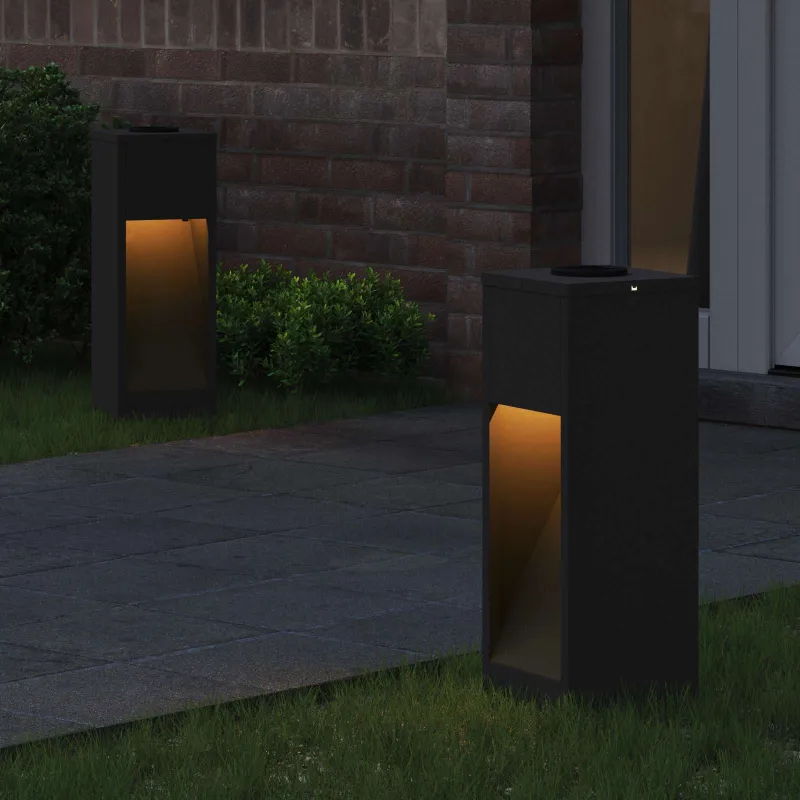 Saulės LED takų šviestuvas 2 pcs Juoda Šaltai valcuotas plienas