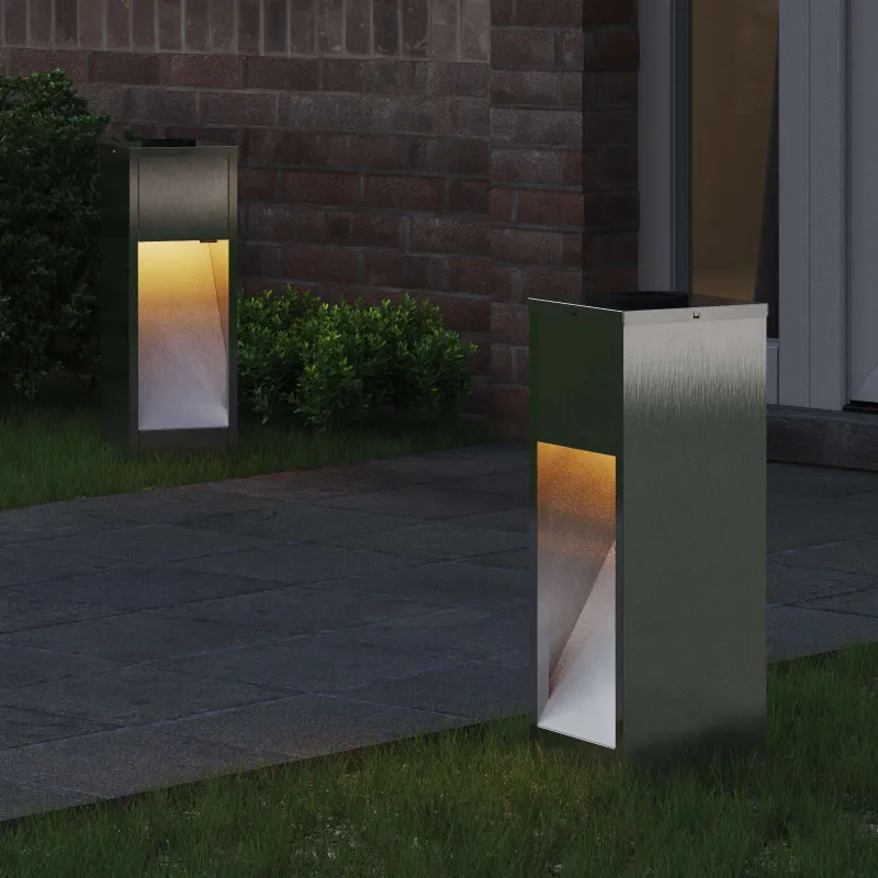 Saulės LED takų šviestuvas 2 pcs Sidabro Nerūdijantis Plienas