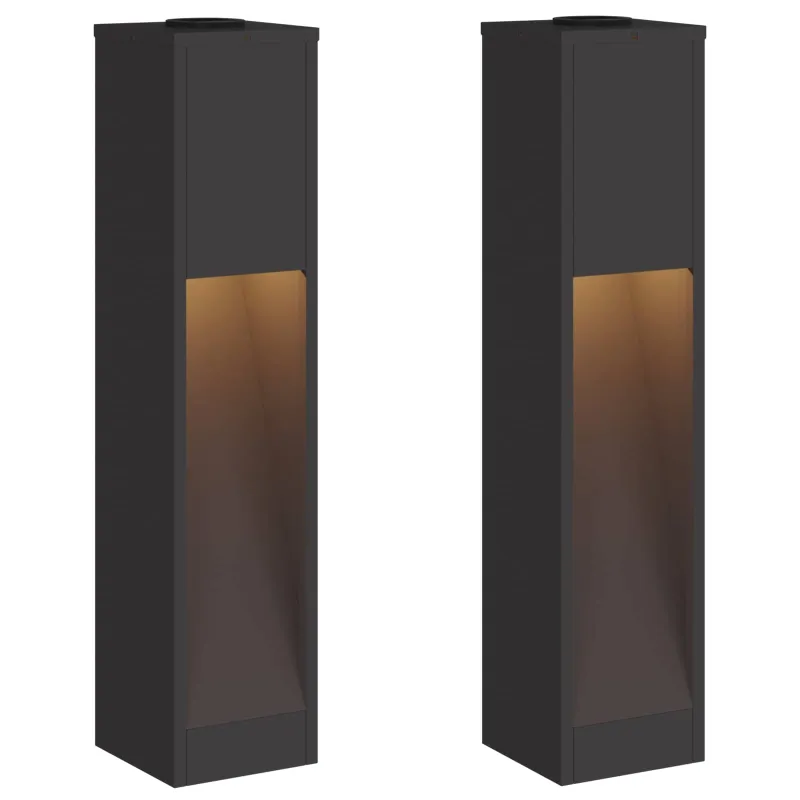 Saulės LED takų šviestuvas 2 pcs Juoda Šaltai valcuotas plienas