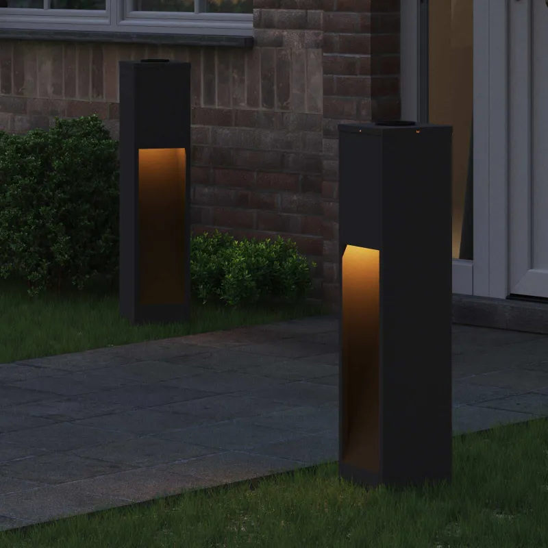 Saulės LED takų šviestuvas 2 pcs Juoda Šaltai valcuotas plienas