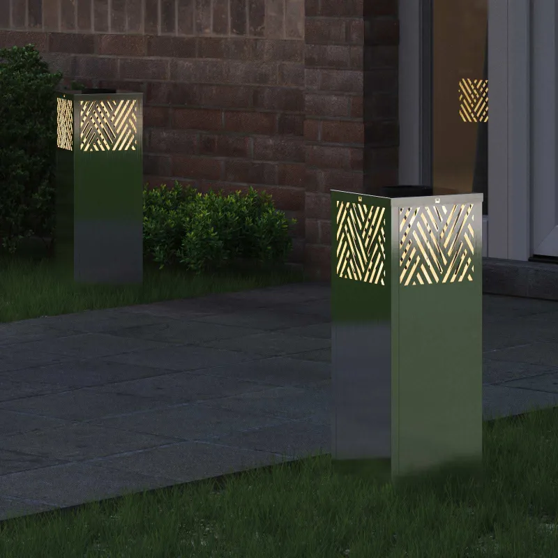 Saulės LED šaligatvio šviesa 2 pcs Sidabro Nerūdijantis Plienas
