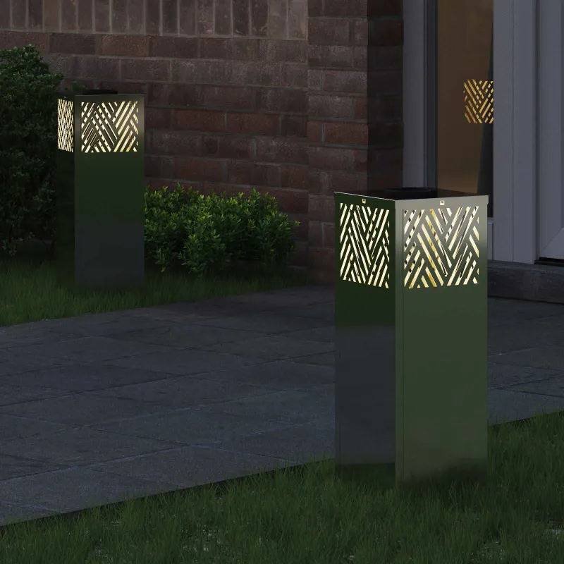 Saulės LED šaligatvio šviesa 2 pcs Sidabro Cinkuotas