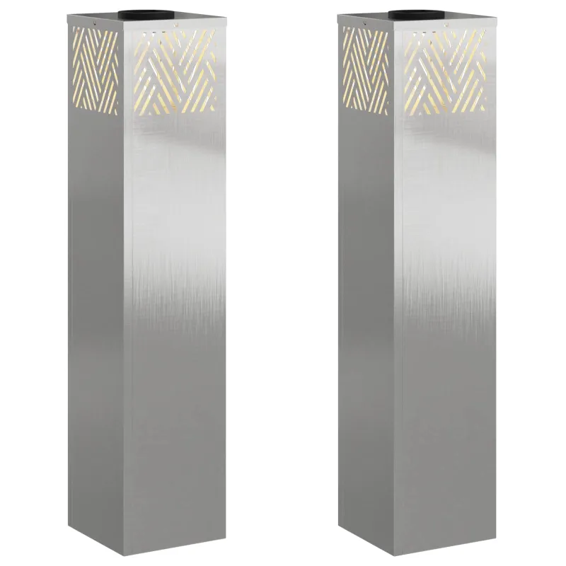 Saulės LED šaligatvio šviesa 2 pcs Sidabro Nerūdijantis Plienas