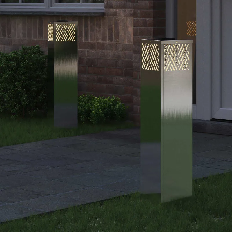 Saulės LED šaligatvio šviesa 2 pcs Sidabro Nerūdijantis Plienas