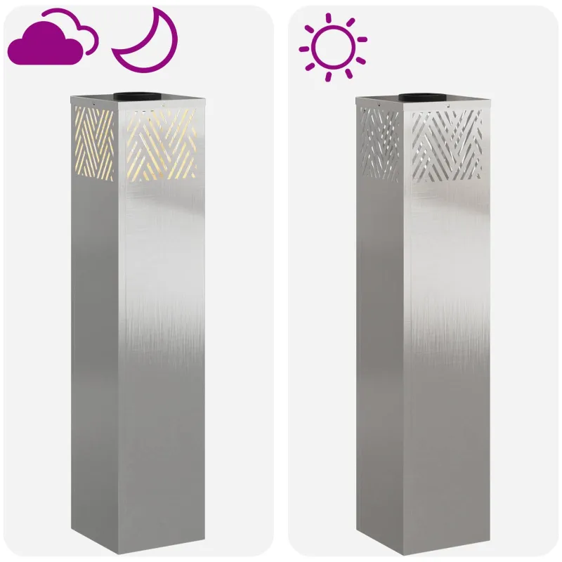 Saulės LED šaligatvio šviesa 2 pcs Sidabro Nerūdijantis Plienas
