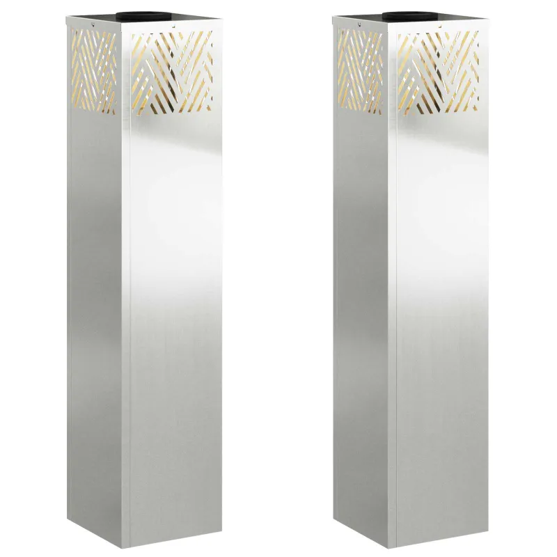 Saulės LED šaligatvio šviesa 2 pcs Sidabro Cinkuotas