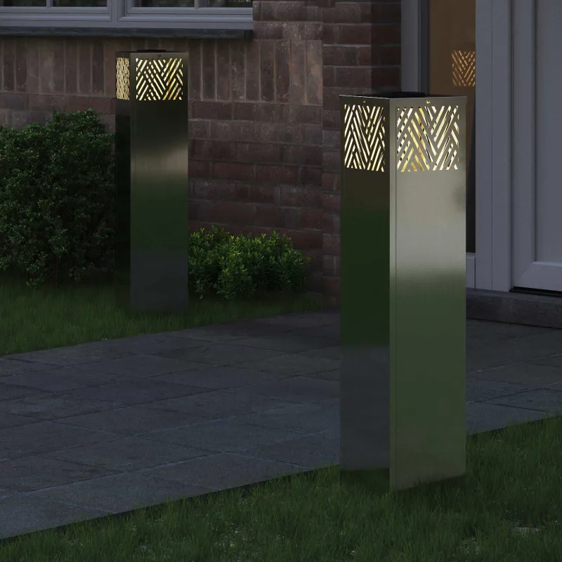 Saulės LED šaligatvio šviesa 2 pcs Sidabro Cinkuotas