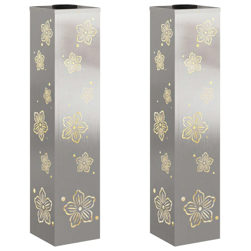 Saulės LED šaligatvio šviesa 2 pcs Sidabro Nerūdijantis Plienas