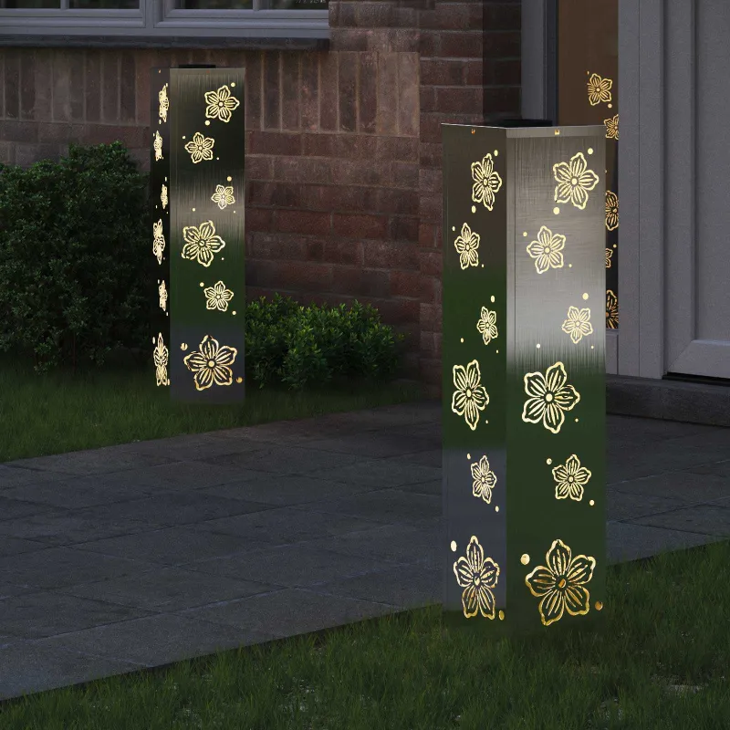 Saulės LED šaligatvio šviesa 2 pcs Sidabro Nerūdijantis Plienas