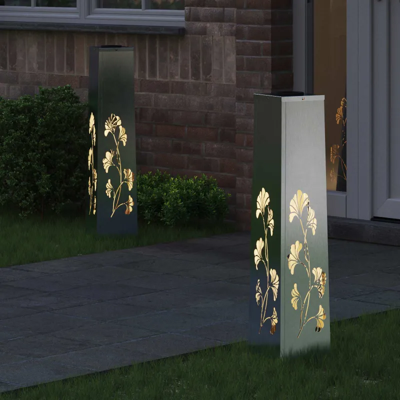 Saulės LED šaligatvio šviesa 2 pcs Sidabro Nerūdijantis Plienas