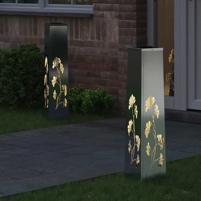 Saulės LED šaligatvio šviesa 2 pcs Sidabro Cinkuota plienas