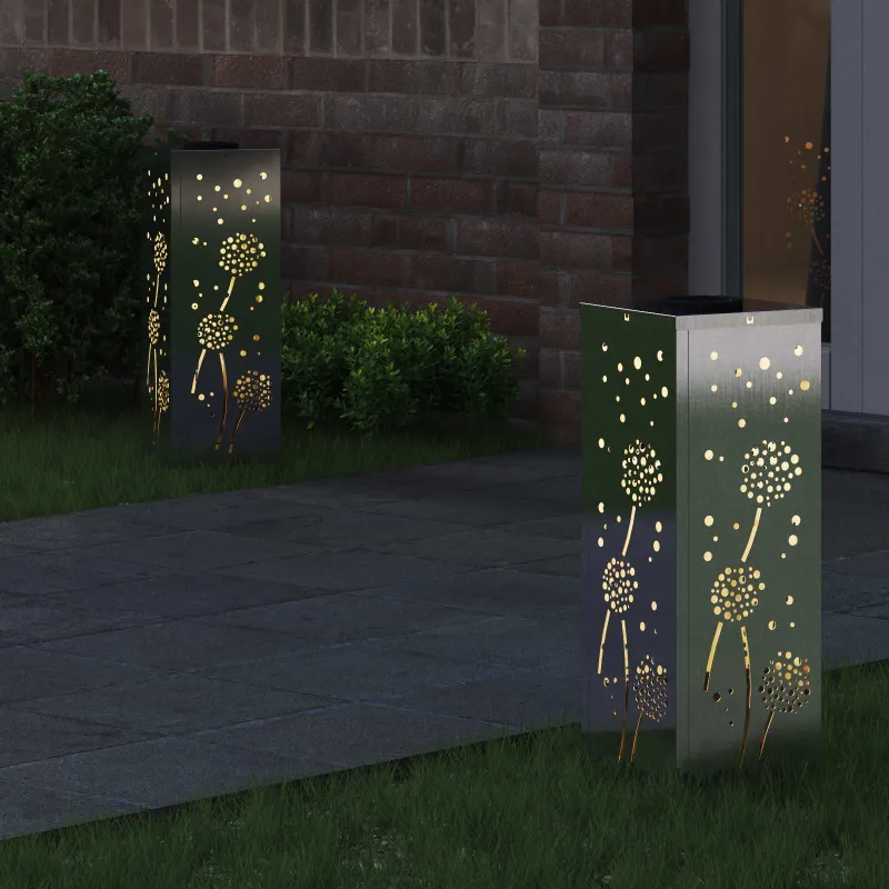 Saulės LED šaligatvio šviesa 2 pcs Sidabro Nerūdijantis Plienas