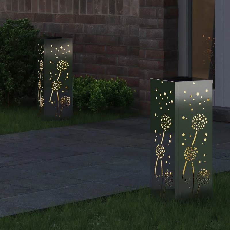 Saulės LED šaligatvio šviesa 2 pcs Sidabro Cinkuota plienas