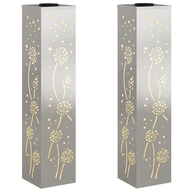 Saulės LED šaligatvio šviesa 2 pcs Sidabro Nerūdijantis Plienas