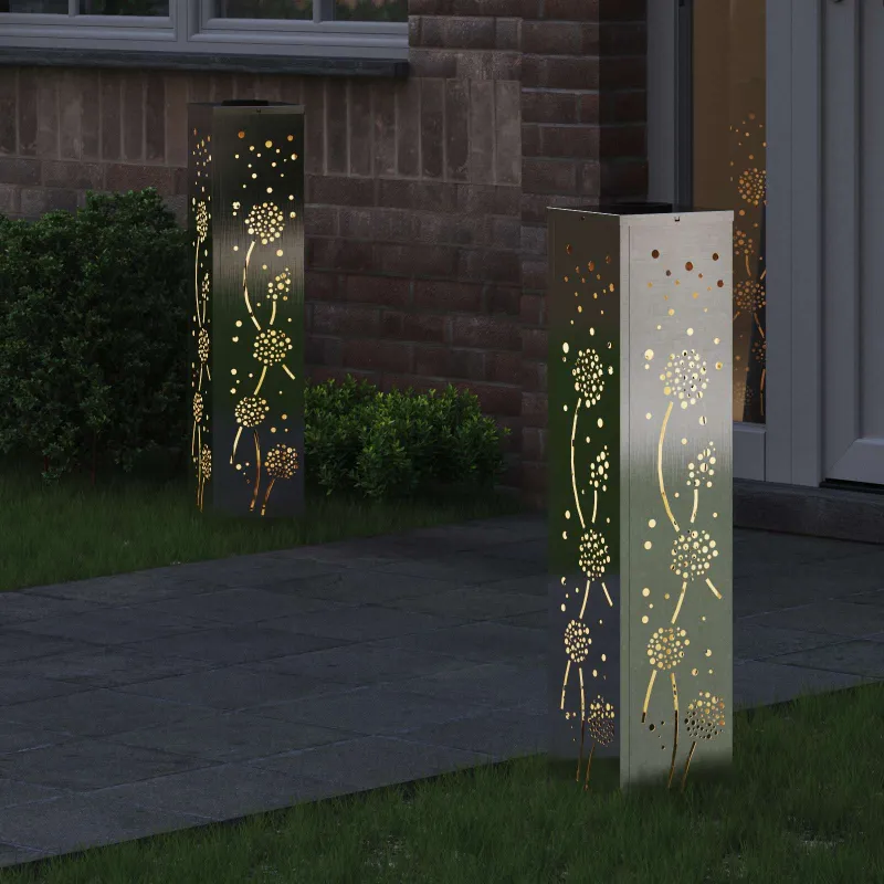 Saulės LED šaligatvio šviesa 2 pcs Sidabro Nerūdijantis Plienas