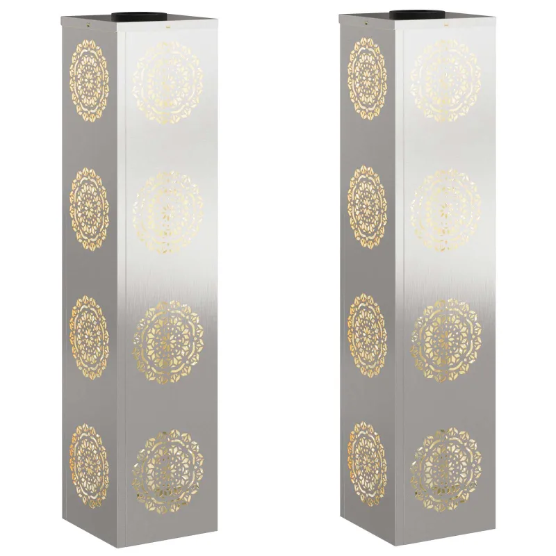 Saulės LED šaligatvio šviesa 2 pcs Sidabro Nerūdijantis Plienas
