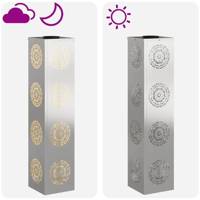 Saulės LED šaligatvio šviesa 2 pcs Sidabro Nerūdijantis Plienas