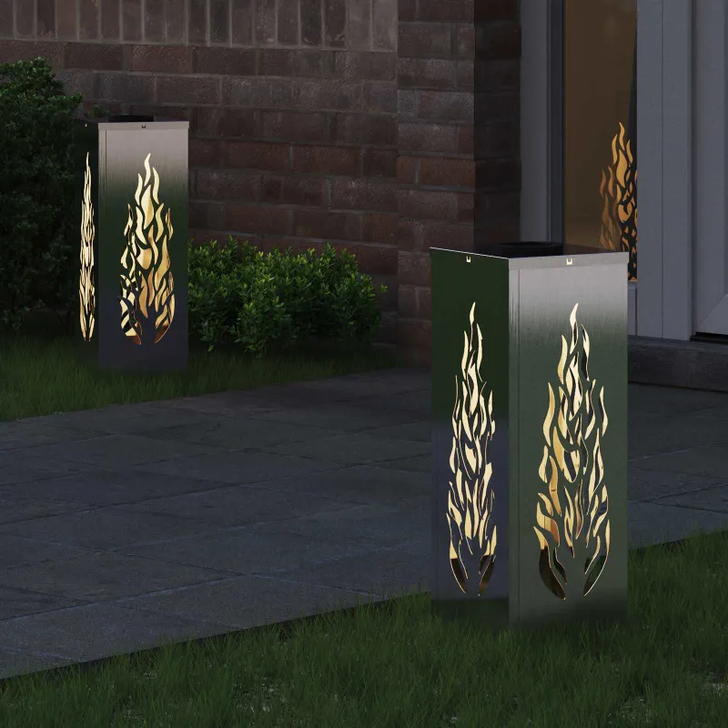Saulės LED šaligatvio šviesa 2 pcs Sidabro Nerūdijantis Plienas