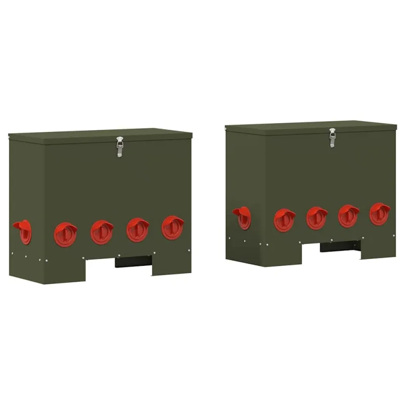 Vištų lesykla 2 pcs Alyvuogių žalia 60,5 x 29 x 51 cm