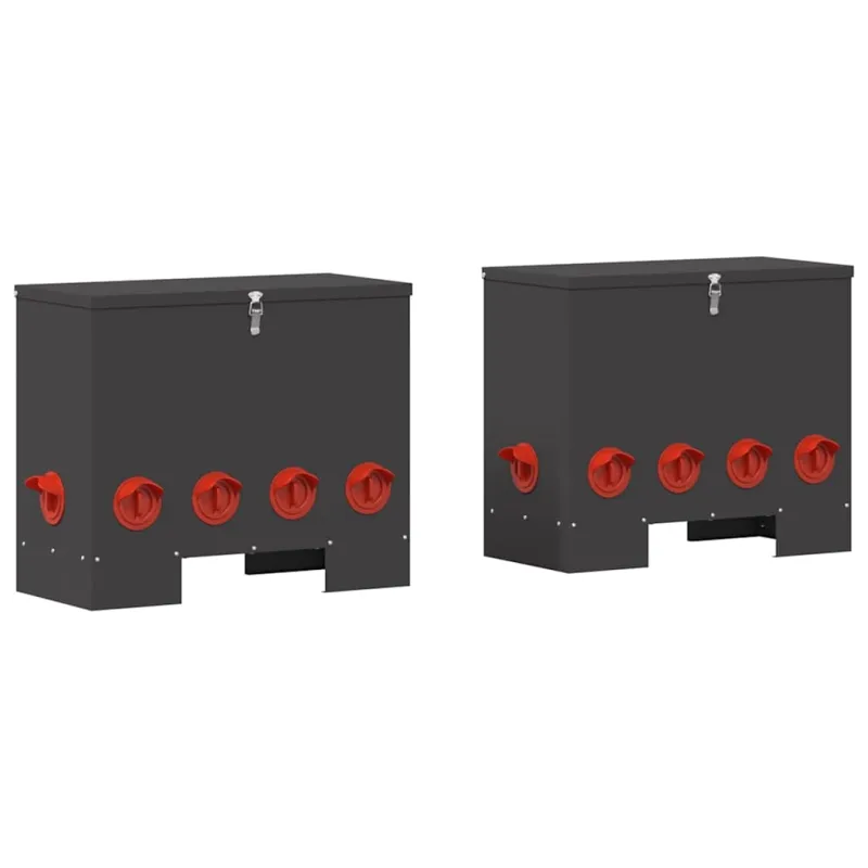 Vištų lesykla 2 pcs Juoda 60,5 x 29 x 51 cm