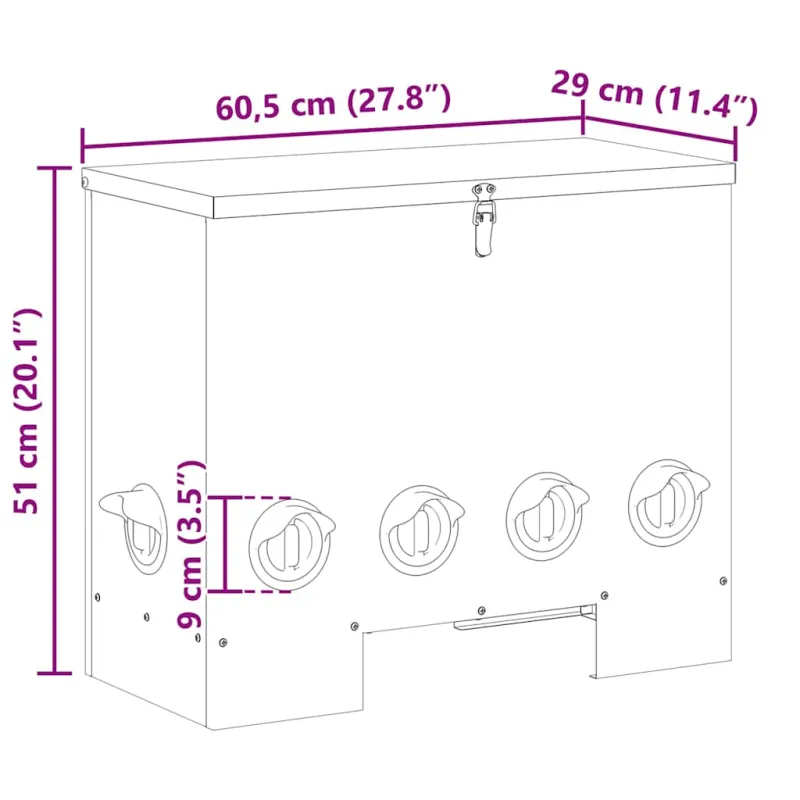 Vištų lesykla 2 pcs Juoda 60,5 x 29 x 51 cm