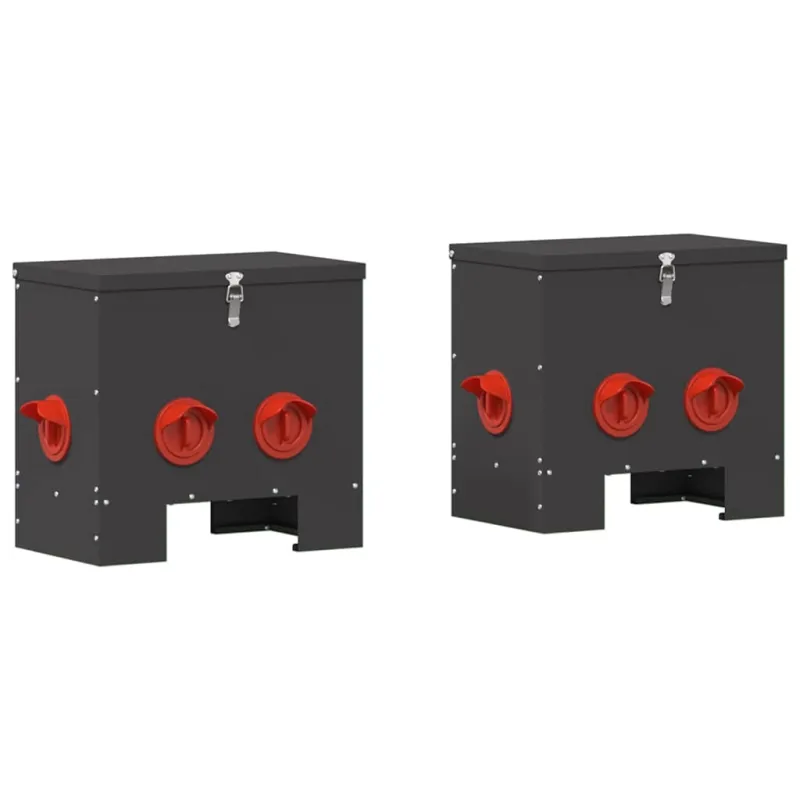 Vištų lesykla 2 pcs Juoda 40,5 x 25 x 38 cm