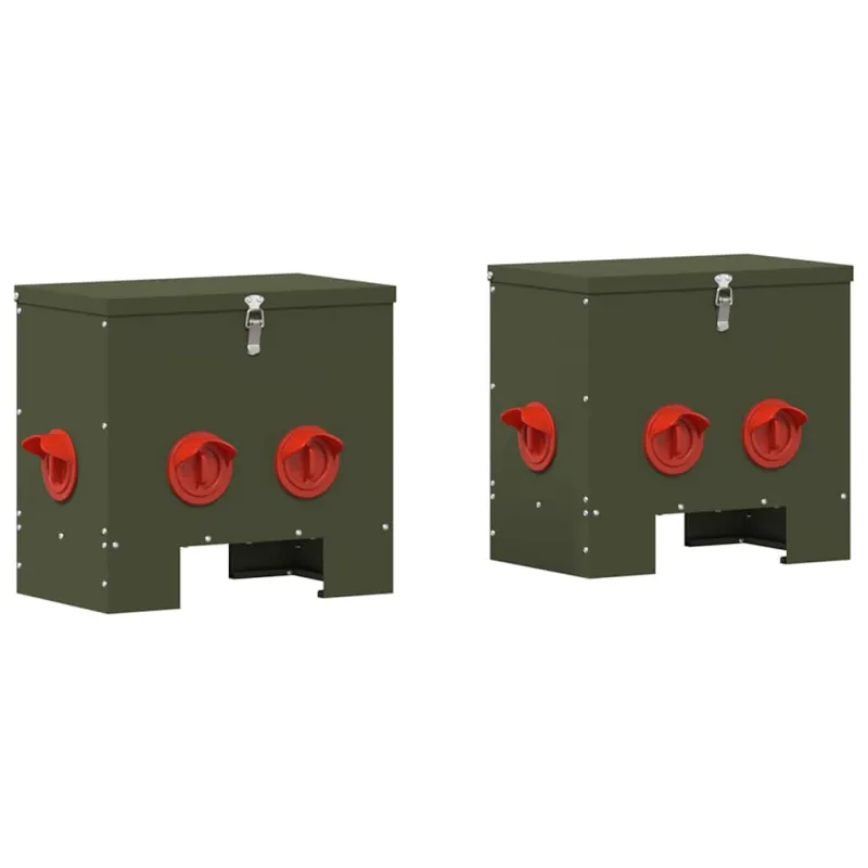 Vištų lesykla 2 pcs Alyvuogių žalia 40,5 x 25 x 38 cm