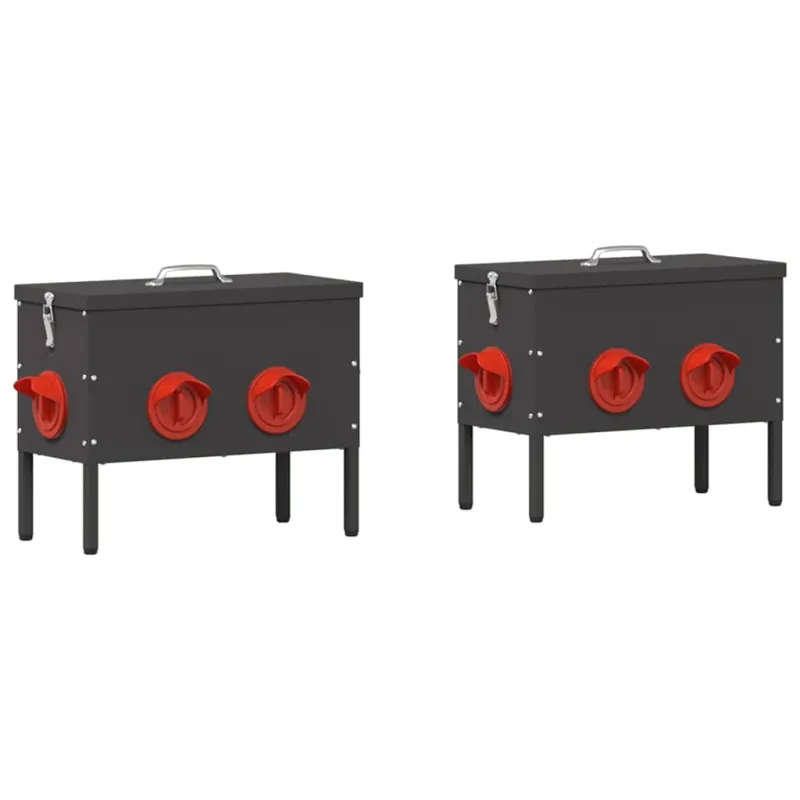 Vištų lesykla 2 pcs Juoda 41,5 x 20,5 x 33 cm