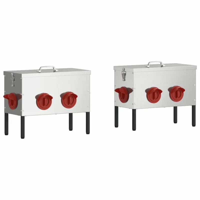 Vištų lesykla 2 pcs Sidabro 41,5 x 20,5 x 33 cm