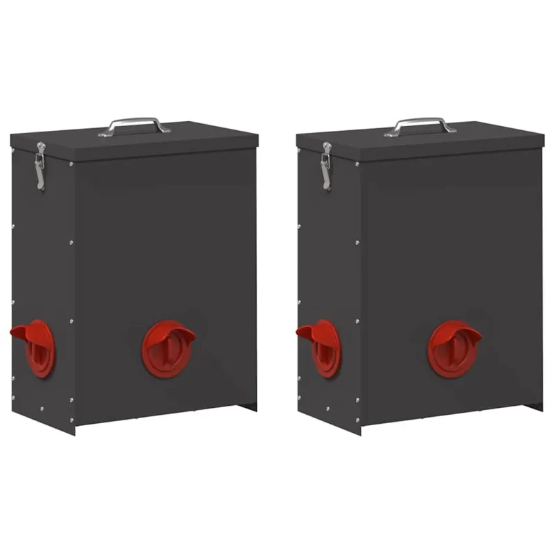 Vištų lesykla 2 pcs Juoda 32,5 x 20,5 x 43 cm