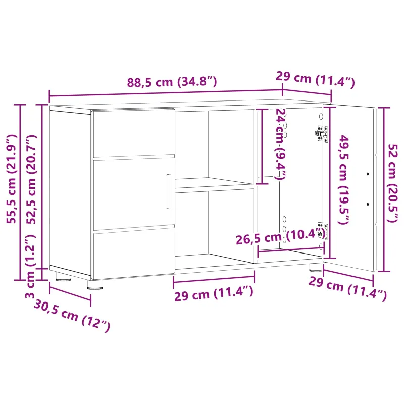 Kabalas FLORIN Juoda 88,5 x 30,5 x 55,5 cm Apdirbta mediena