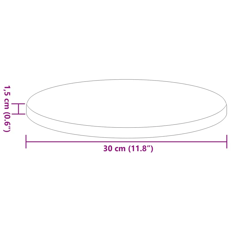 Stalo viršus Ypatingai blizgi balta Ø 30 x 1,5 cm