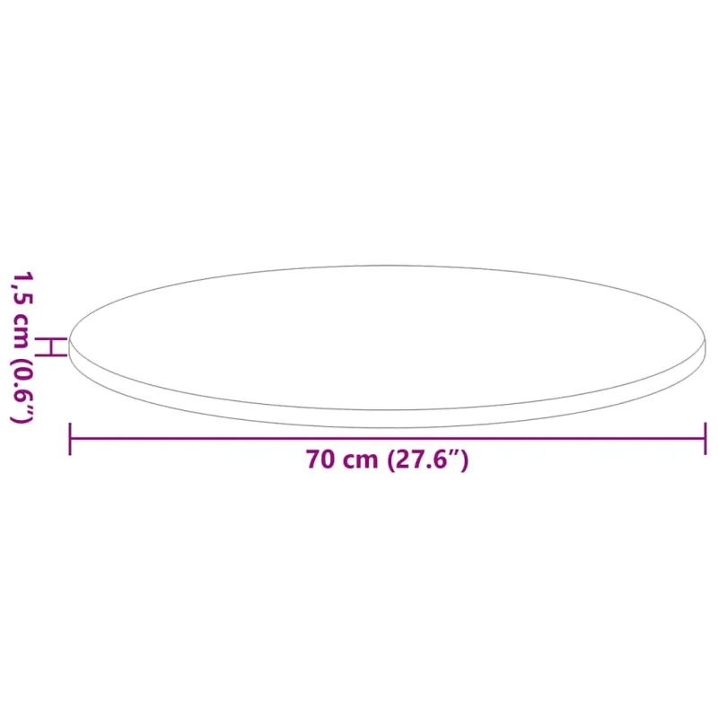 Stalo viršus Balta Ø 70 x 1,5 cm Apdirbta mediena