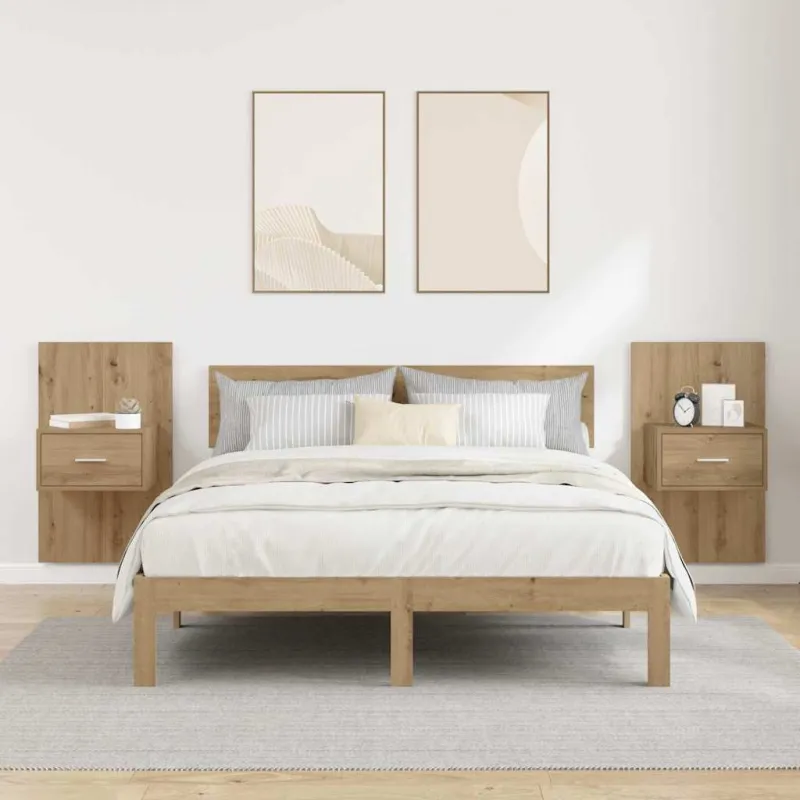 Šalia lovos spintelė 2 pcs Amatininkų ąžuolas 50 x 32,5 x 80cm