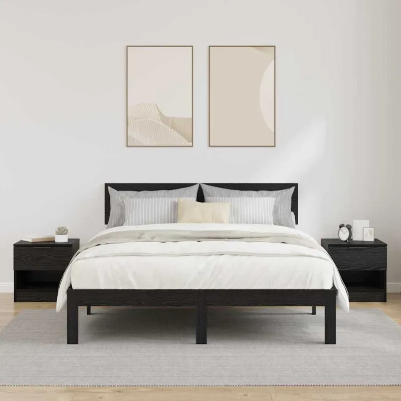 Lovos spintelė su stalčių 2 pcs Juodas ąžuolas 40 x 39 x 40cm