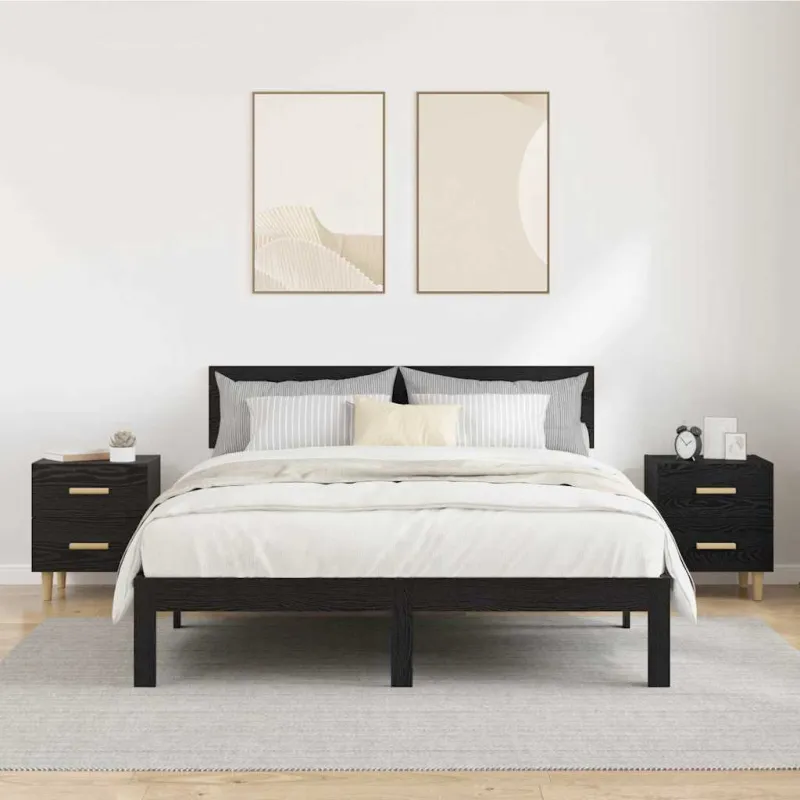 Lovos spintelė su stalčių 2 pcs Juodas ąžuolas 40 x 35 x 47.5cm