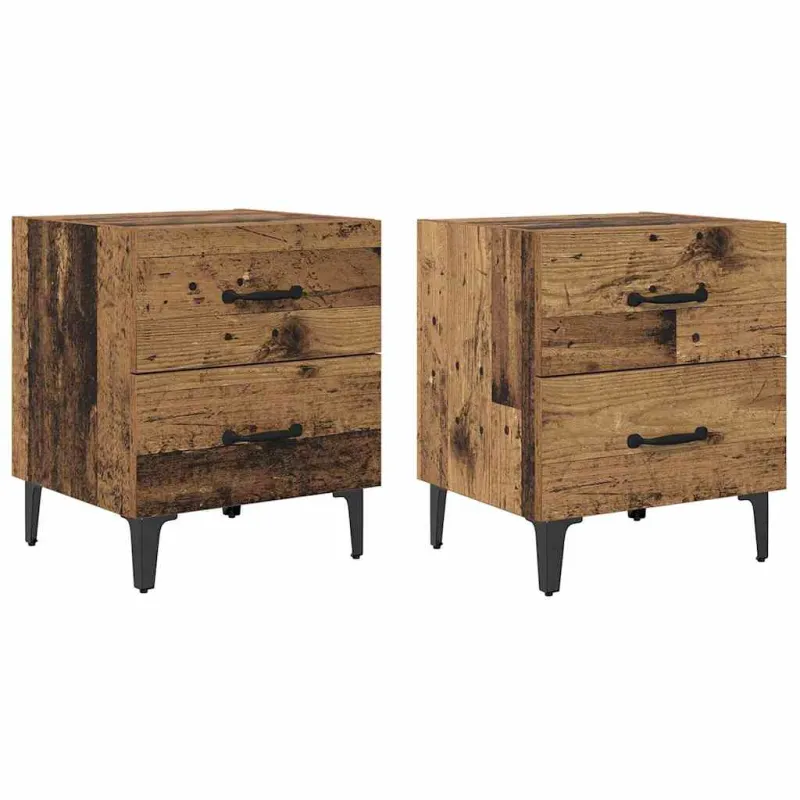 Lovos spintelė su stalčių 2 pcs Senas medis 40 x 35 x 47,5 cm