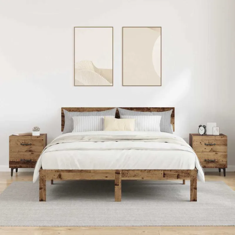 Lovos spintelė su stalčių 2 pcs Senas medis 40 x 35 x 47,5 cm
