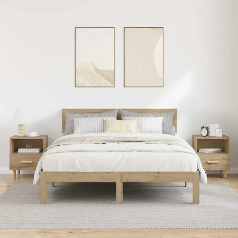 Šalia lovos spintelė 2 pcs Amatininkų ąžuolas 40 x 35 x 47 cm