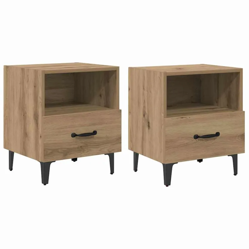 Šalia lovos spintelė 2 pcs Amatininkų ąžuolas 40 x 35 x 47,5 cm