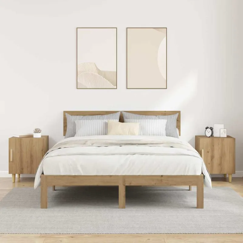 Šalia lovos spintelė 2 pcs Amatininkų ąžuolas 40 x 40 x 50 cm