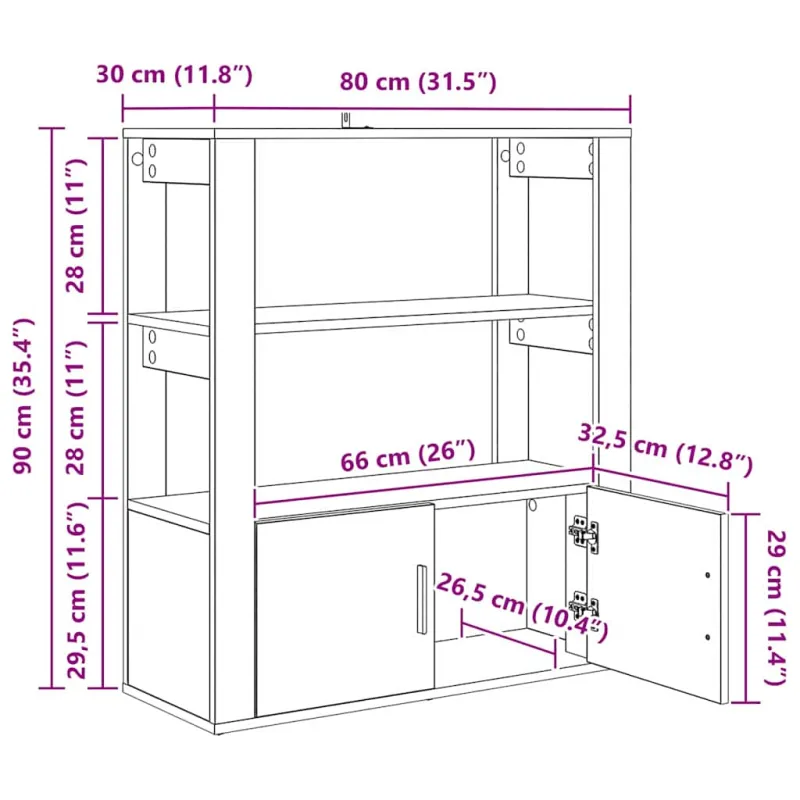 Kabalas juoda ąžuolo 30 x 80 x 90 cm Apdirbta mediena